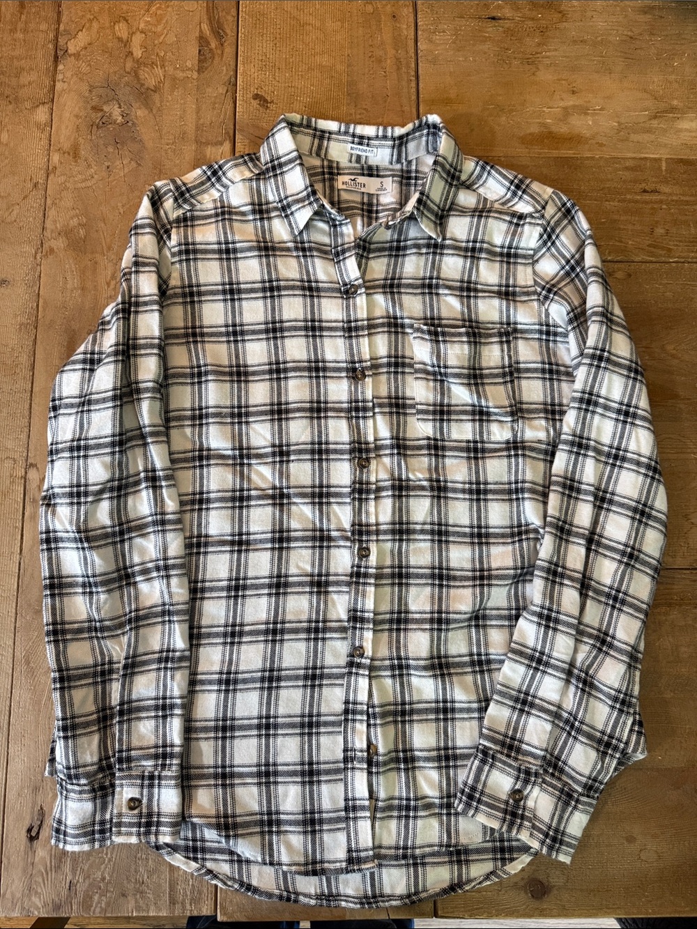 Hollister Women's Plaid Button-Down Shirt - White, Black